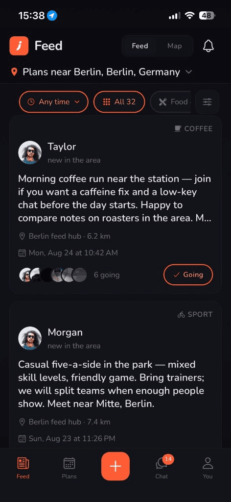 Let's Join feed — plans near you